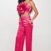 Crop Top & Pant Set – Flower Front in Magenta