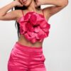 Crop Top & Pant Set – Flower Front in Magenta