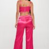 Crop Top & Pant Set – Flower Front in Magenta