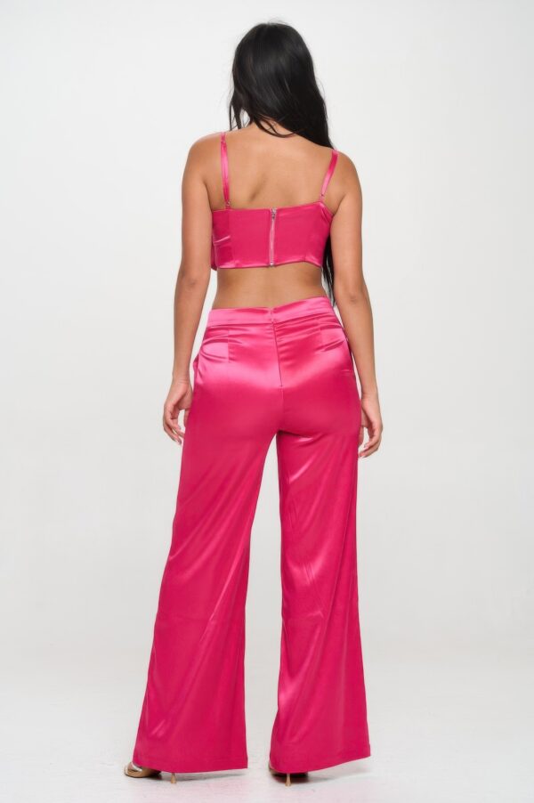 Crop Top & Pant Set – Flower Front in Magenta