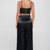 Crop Top & Wide-Leg Pant Set – Flower Front (Black)