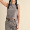 Mineral Wash Boxy Sleeveless Top – Charcoal