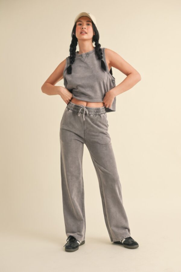 Mineral Wash Boxy Sleeveless Top – Charcoal