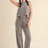 Mineral Wash Boxy Sleeveless Top – Charcoal