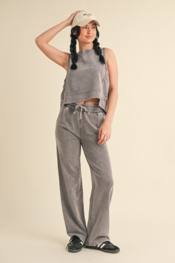 Mineral Wash Boxy Sleeveless Top – Charcoal