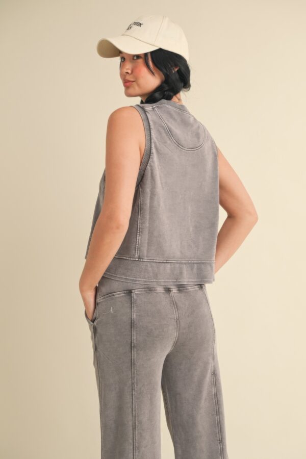Mineral Wash Boxy Sleeveless Top – Charcoal