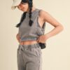 Mineral Wash Boxy Sleeveless Top – Charcoal