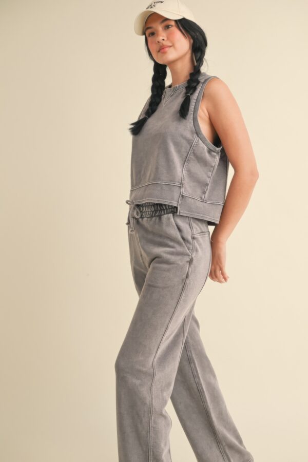 Mineral Wash Boxy Sleeveless Top – Charcoal