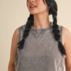 Mineral Wash Boxy Sleeveless Top – Charcoal