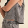 Mineral Wash Boxy Sleeveless Top – Charcoal