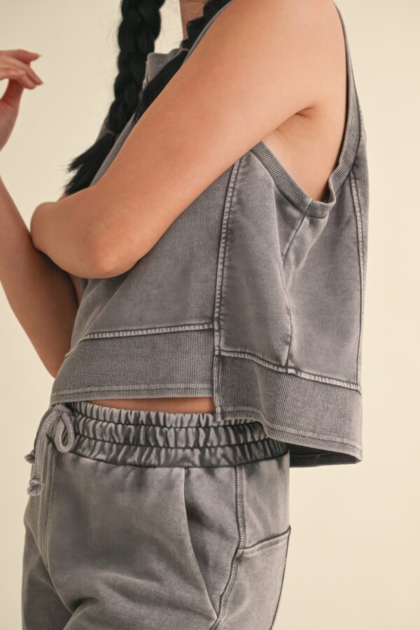 Mineral Wash Boxy Sleeveless Top – Charcoal