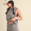 Mineral Wash Boxy Sleeveless Top – Charcoal