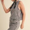 Mineral Wash Boxy Sleeveless Top – Charcoal