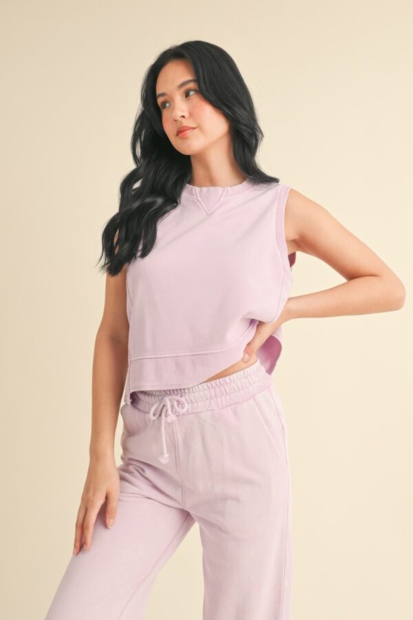 Mineral Wash Sleeveless Top – Lavender Crewneck