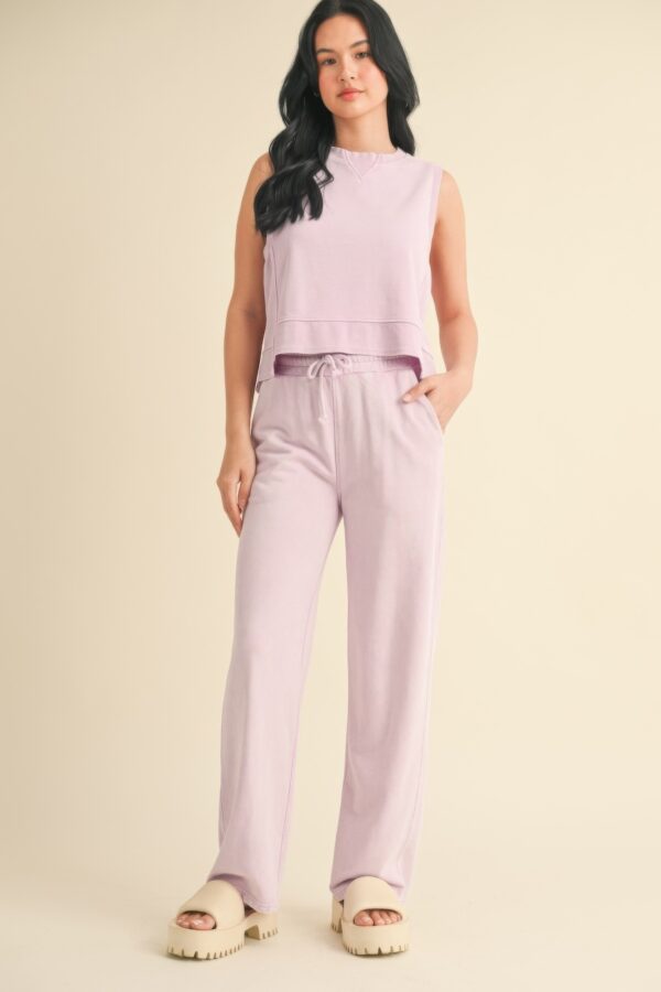 Mineral Wash Sleeveless Top – Lavender Crewneck