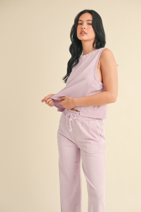 Mineral Wash Sleeveless Top – Lavender Crewneck