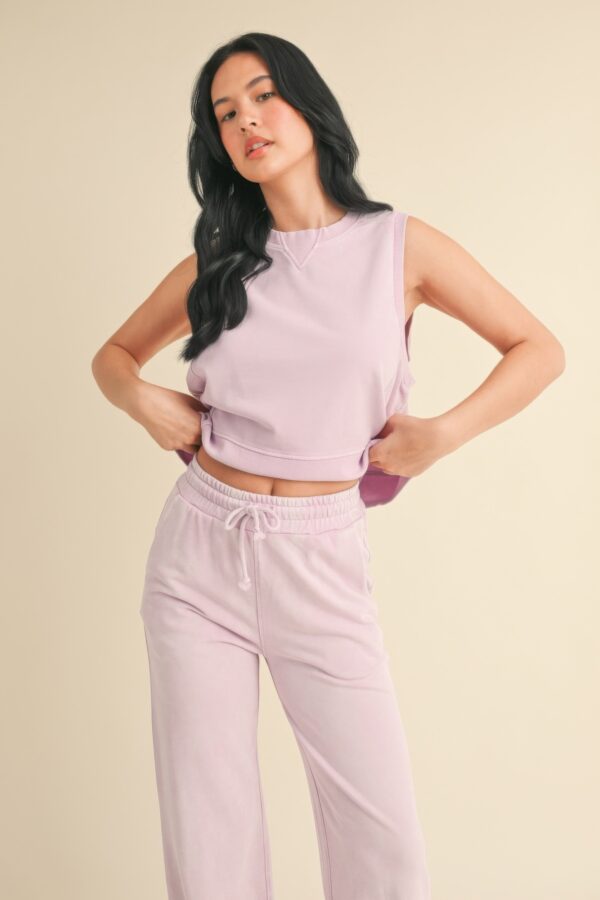 Mineral Wash Sleeveless Top – Lavender Crewneck