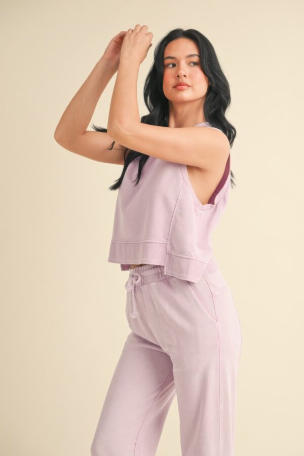 Mineral Wash Sleeveless Top – Lavender Crewneck