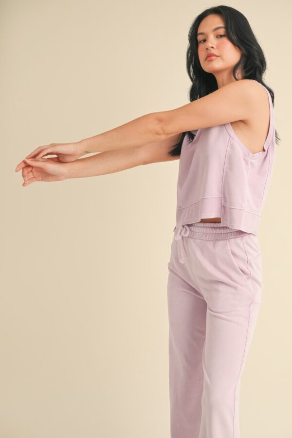 Mineral Wash Sleeveless Top – Lavender Crewneck