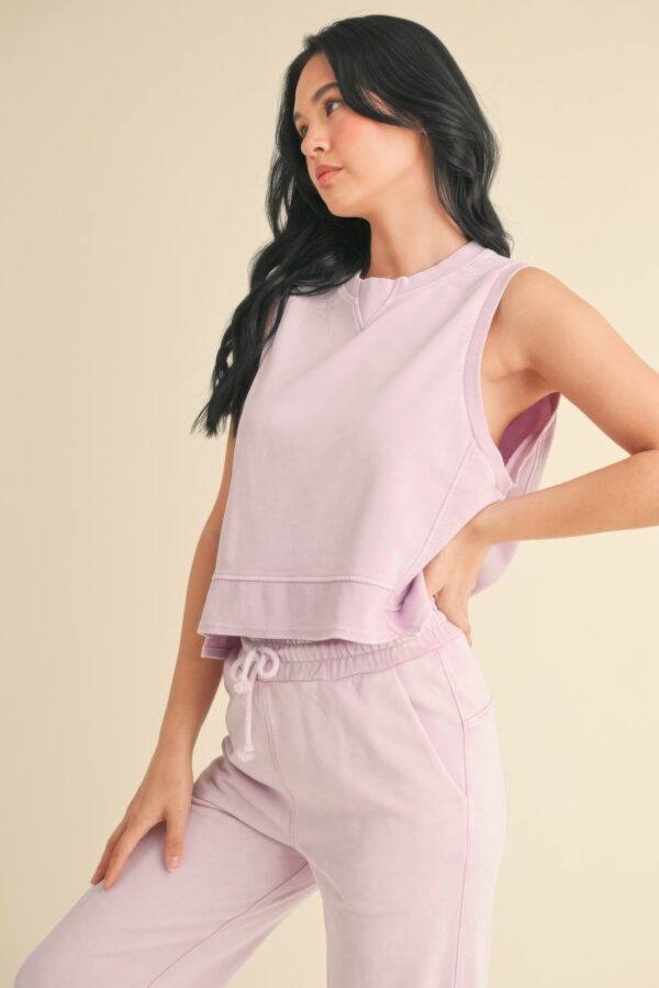 Mineral Wash Sleeveless Top – Lavender Crewneck
