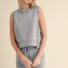 Mineral Wash Sleeveless Top – Boxy Crewneck in Blue