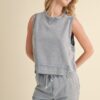 Mineral Wash Sleeveless Top – Boxy Crewneck in Blue