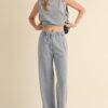 Mineral Wash Sleeveless Top – Boxy Crewneck in Blue