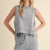 Mineral Wash Sleeveless Top – Boxy Crewneck in Blue