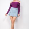 Off-Shoulder Glitter Long-Sleeve Bodysuit – Raspberry