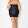 Plus-Size Tube Bodycon Mini Dress with Front Floral Print – Black