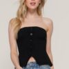 Button-Front Tube Sweater – Lightweight Black