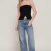 Button-Front Tube Sweater – Lightweight Black