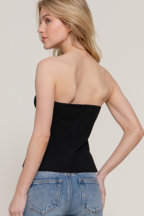 Button-Front Tube Sweater – Lightweight Black