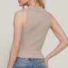 Sleeveless Polo Knit Top – Taupe