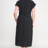 Plus-Size Front-Tie Buttoned Dress – Short Sleeve Black