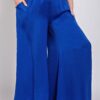Plus Size Washed Satin Wide-Leg Pants – Royal Blue