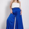 Plus Size Washed Satin Wide-Leg Pants – Royal Blue