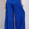 Plus Size Washed Satin Wide-Leg Pants – Royal Blue