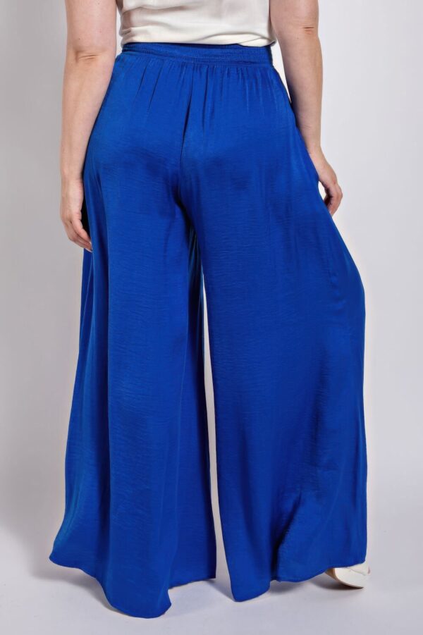 Plus Size Washed Satin Wide-Leg Pants – Royal Blue