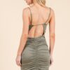 Ruched Double-Layer Open-Back Dress with Cowl Neck