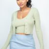 Ribbed Crop Tank & Button-Front Cardigan Set