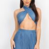 Tied Tube Top & Wide-Leg Pants Set – Tencel Stretch