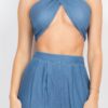 Tied Tube Top & Wide-Leg Pants Set – Tencel Stretch