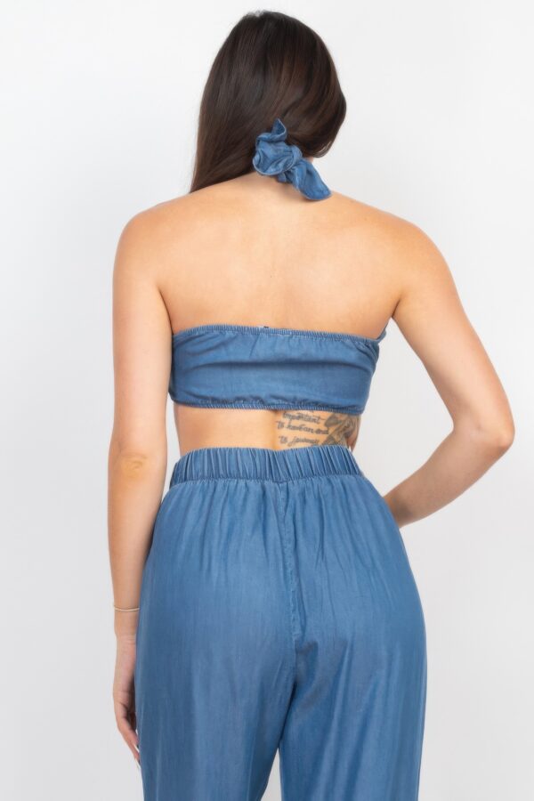 Tied Tube Top & Wide-Leg Pants Set – Tencel Stretch