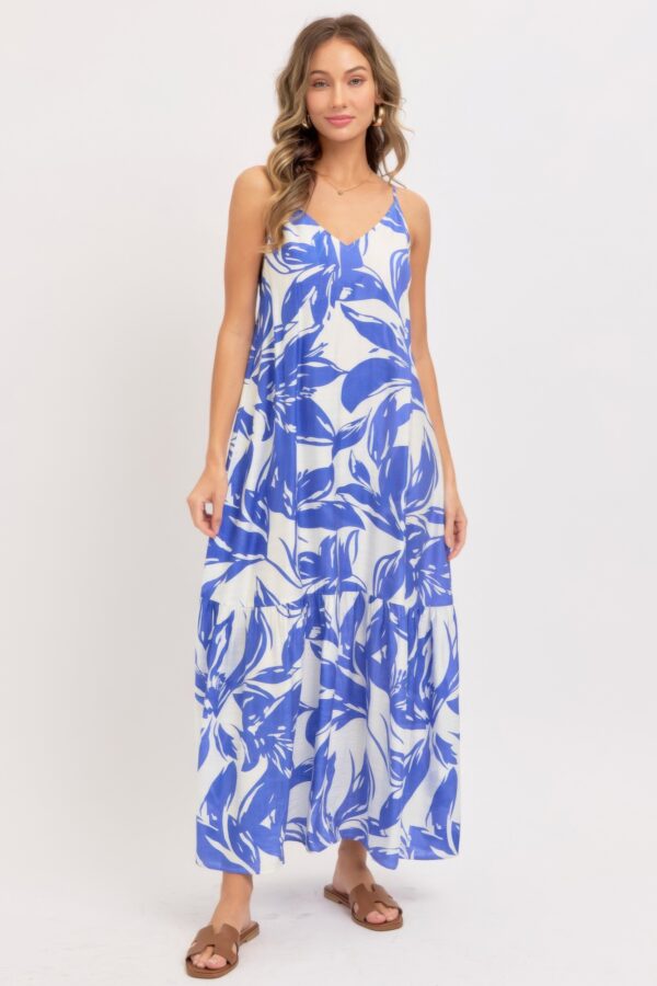 Floral Maxi Dress – Strapless Scoop-Back Tie
