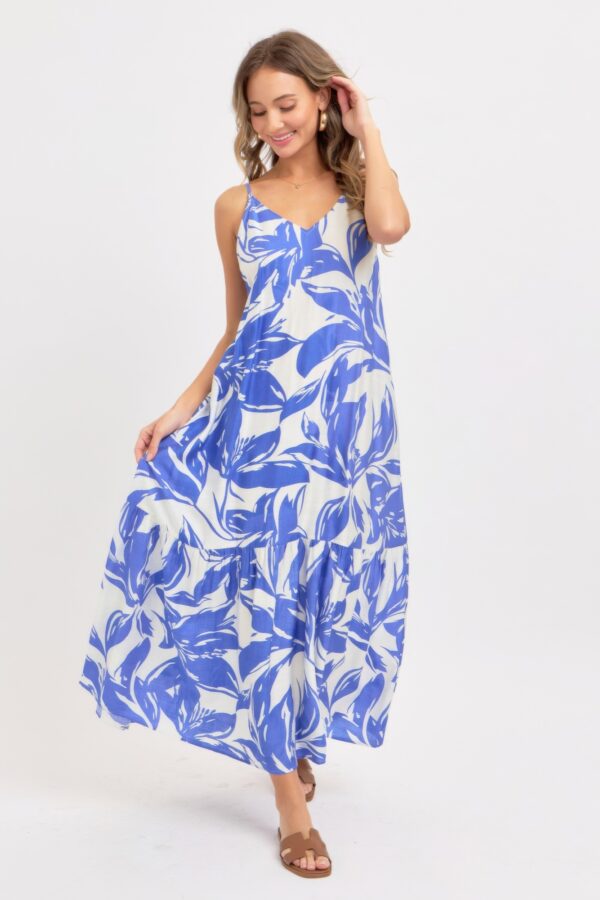 Floral Maxi Dress – Strapless Scoop-Back Tie