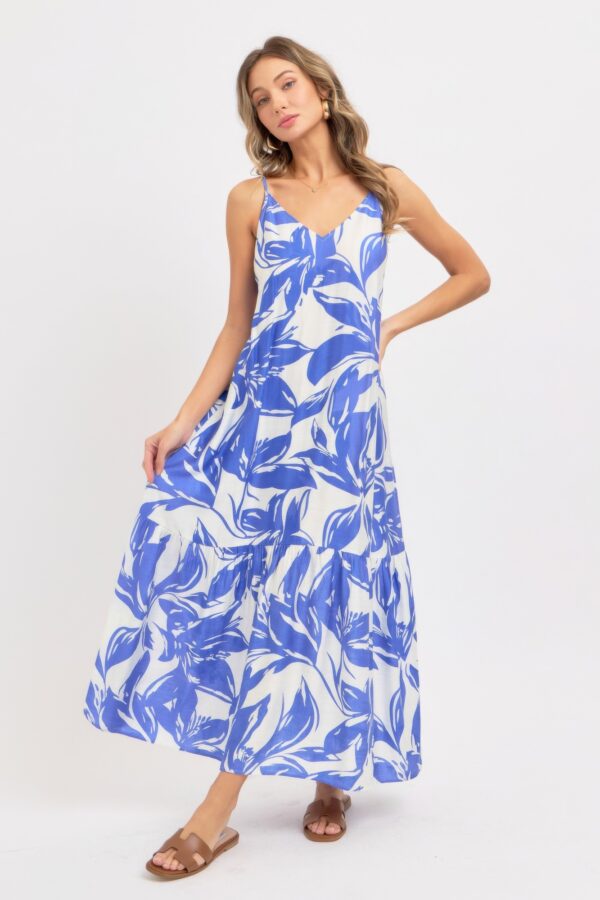 Floral Maxi Dress – Strapless Scoop-Back Tie