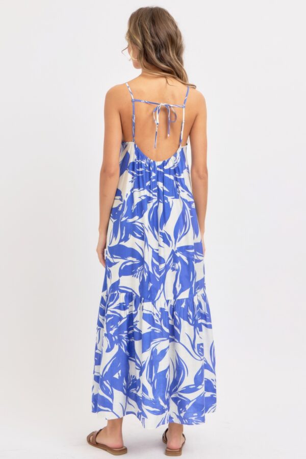 Floral Maxi Dress – Strapless Scoop-Back Tie