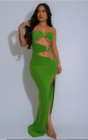 Strapless Dragon O-Ring Dress with Asymmetric Cutout