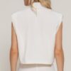 Cropped Lapel Collar Vest with Structured Shoulder Pads